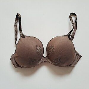 Chantal Thomass Grey Leopard Print Bra Size 34 D